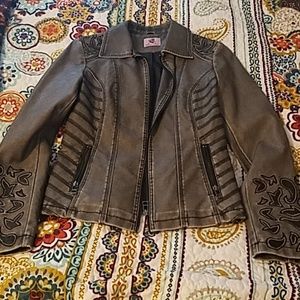 Black/grey faux leather jacket